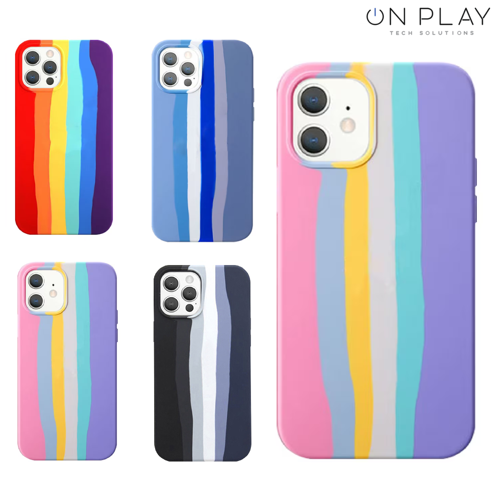 Funda Silicona Rayitas Arcoiris Iphone 13 PRO MAX -