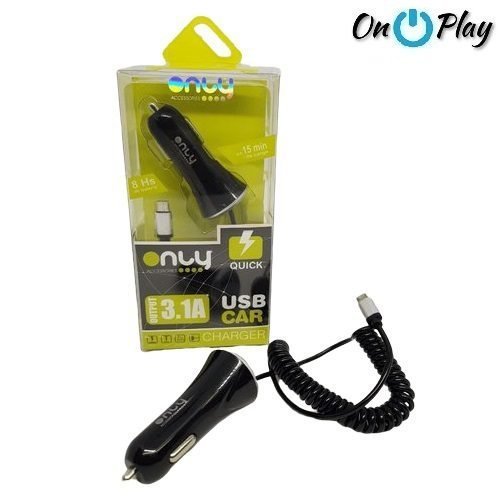 CARGADOR AUTO ONLY 3.1A 1USB VERDE