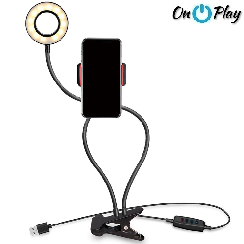 SOPORTE CON ARO LED Y PINZA SELFIE 2 EN 1 ONLY