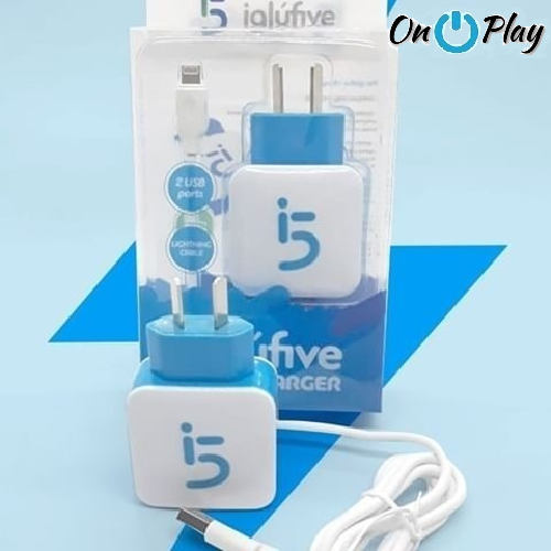 CARGADOR I5 IGLÚFIVE 2 PUERTOS USB 2.1A 1.0A CABLE TIPO C