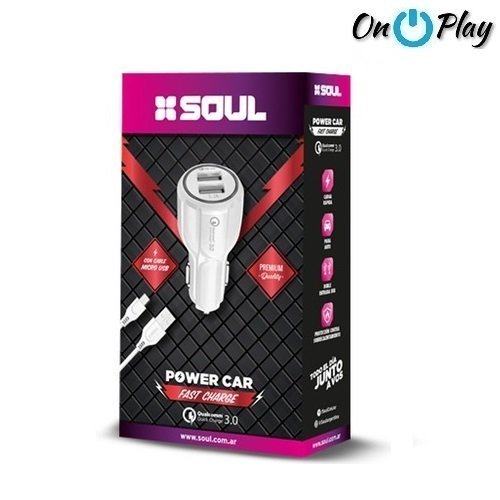 CARGADOR AUTO CARGA RAPIDA 3.0 QUICK CHARGE SOUL iphone