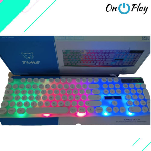 TECLADO RETRO RGB TIME TMTEC 8204 BLANCO