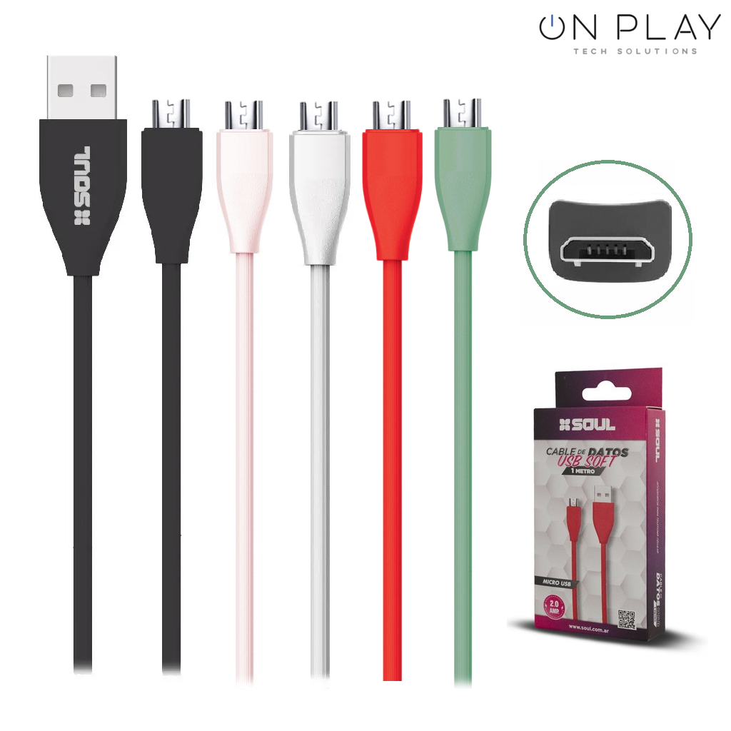 CABLE DE DATOS USB SOFT 2 METROS 2.0 AMP SOUL MICRO USB -