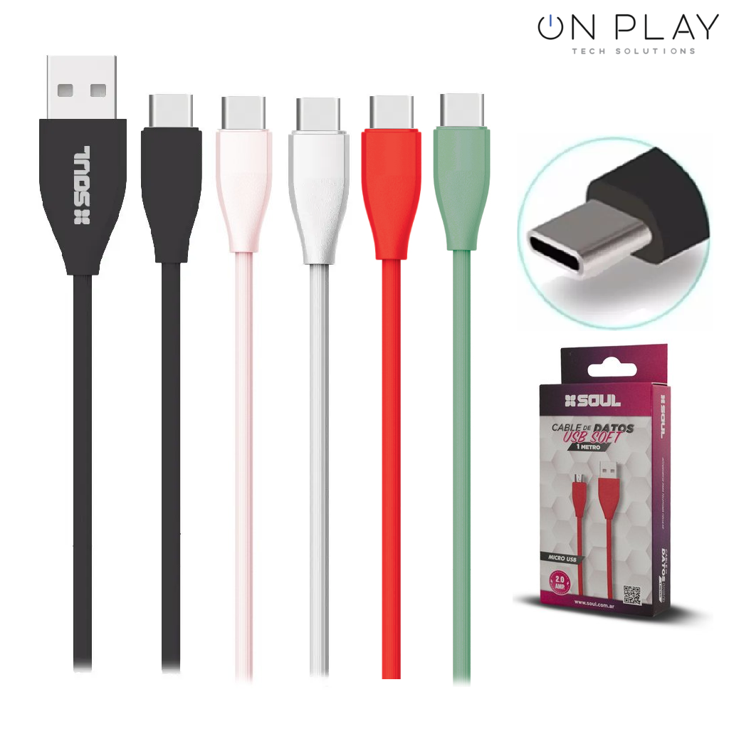 CABLE DE DATOS USB SOFT 2 METROS 2.0 AMP SOUL TIPO C -