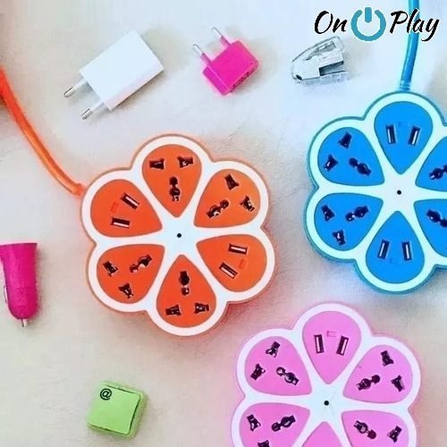 ZAPATILLA FLOR ALARGUE ENCHUFES 4 TOMA CORRIENTE 4 PUERTOS USB