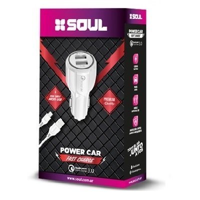 CARGADOR AUTO CARGA RAPIDA 3.0 QUICK CHARGE SOUL TIPO C