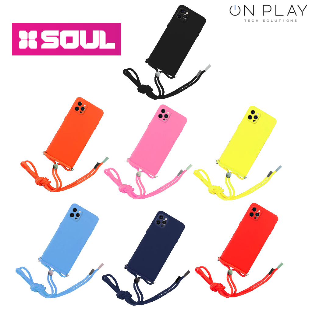 FUNDA SILICONA CON TIRA HANG CORREA SOUL IPHONE 13 -