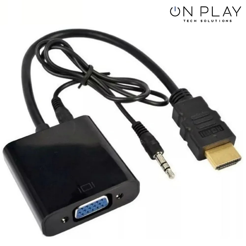 ADAPTADOR HDMI A VGA CON SONIDO AUDIO 3.5 1080p 480p