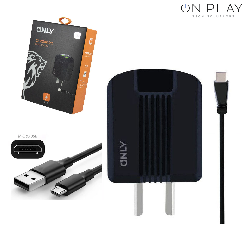 CARGADOR 220V ONLY TURBO CHARGER 4.4A 2USB CABLE Micro usb -