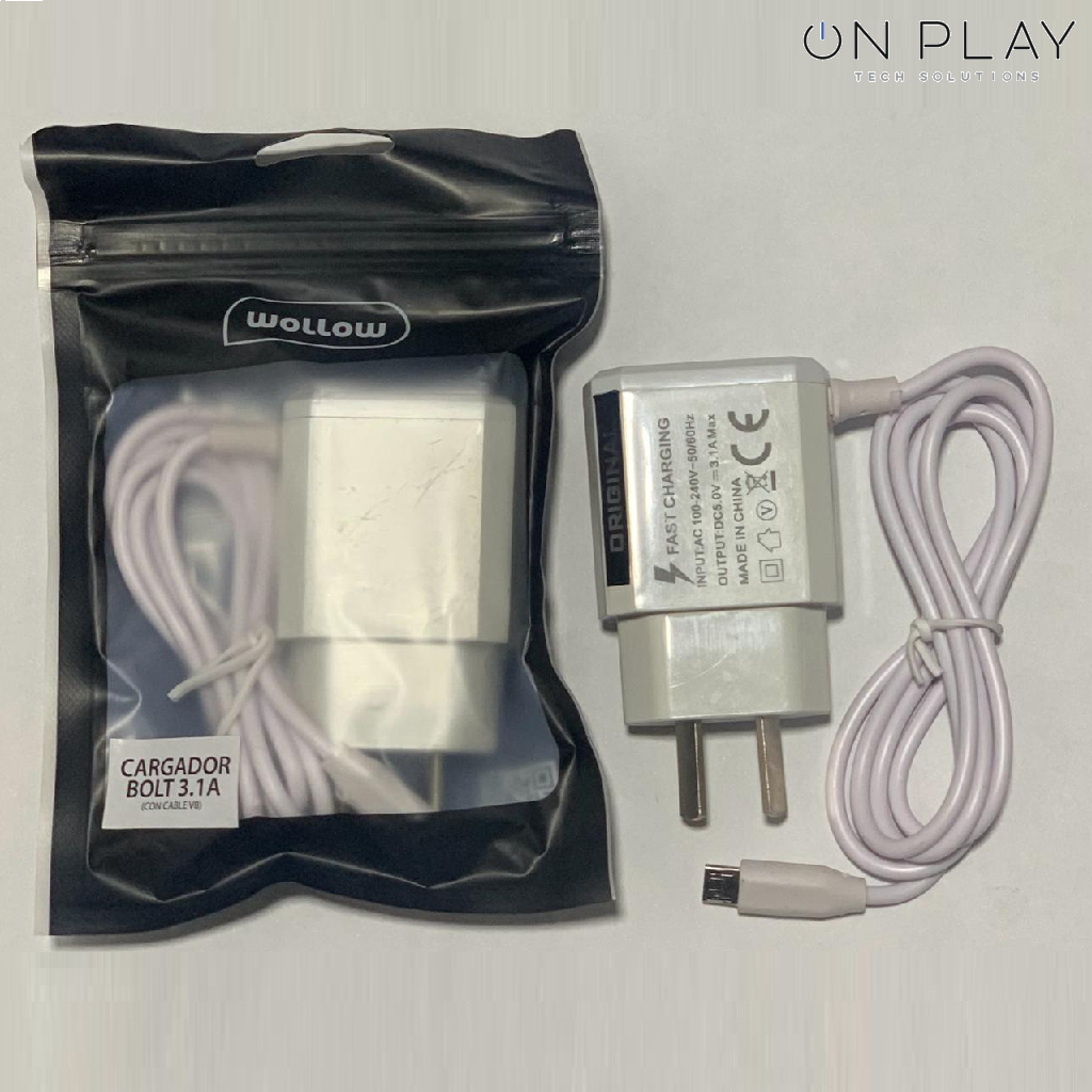 Cargador Carga Rapida WOLLOW BOLT 3.1 A en Bolsa micro USB