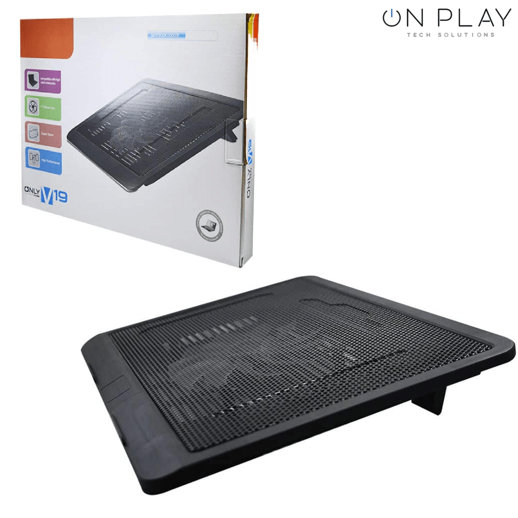 BASE COOLER PARA NOTEBOOK ONLY V19 REGULABLE DE 9" A 17" Ángulo Regulable con luz