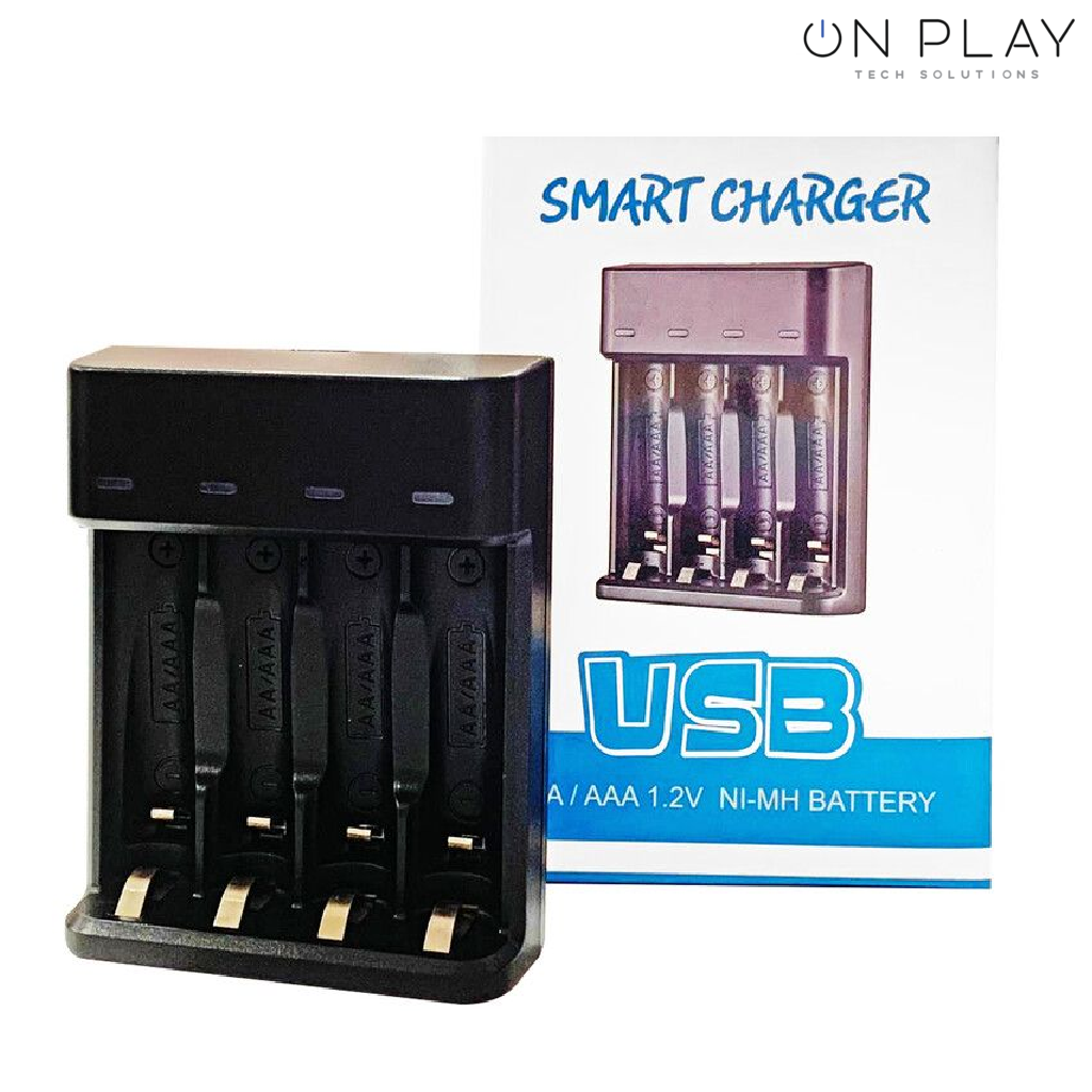 Cargador de Pilas usb para 4 pilas doble A o triple A