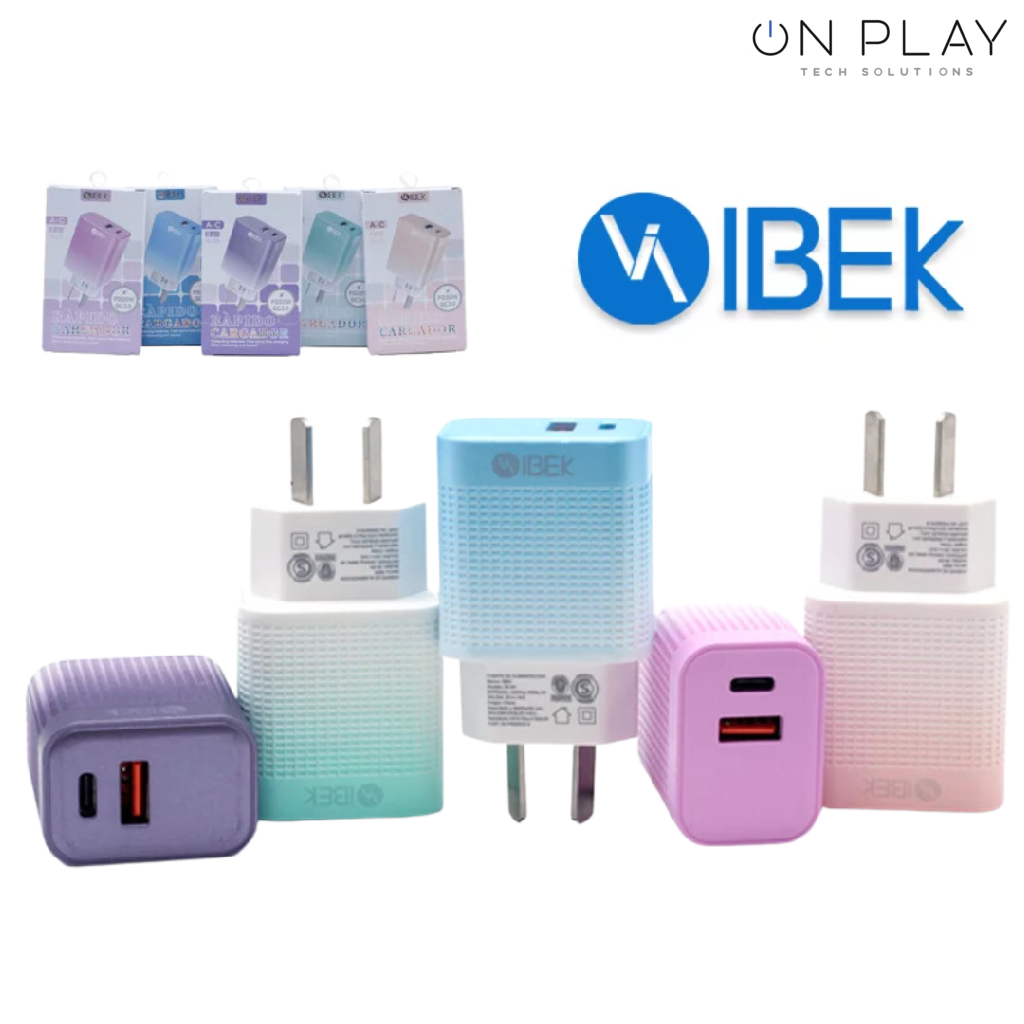 Cargador Base Carga Rápida IBEK 20W 6.1A USB C+A IB-611