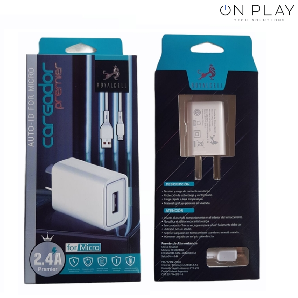 CARGADOR ROYALCELL PREMIER MICRO USB 2.4A