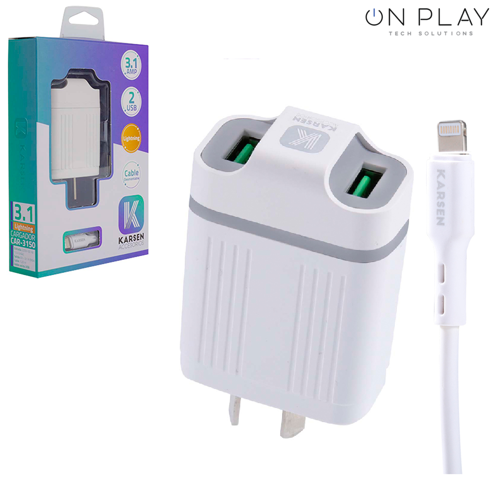 Cargador Karsen 3.1A Iphone 2 USB  CAR-3150