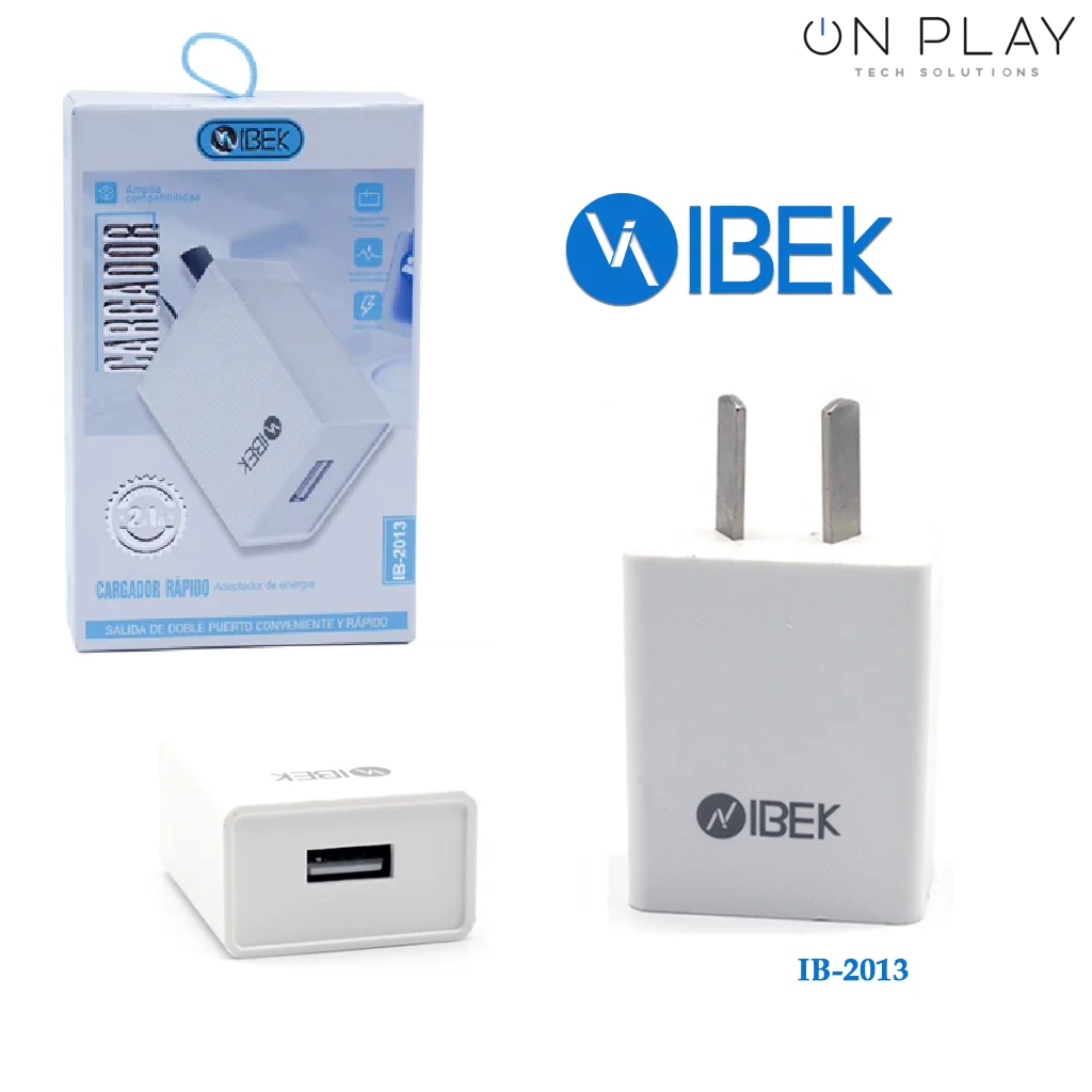 Base de Carga Rapida Ibek 2.1A 1 USB ib-2013 SIN CABLE