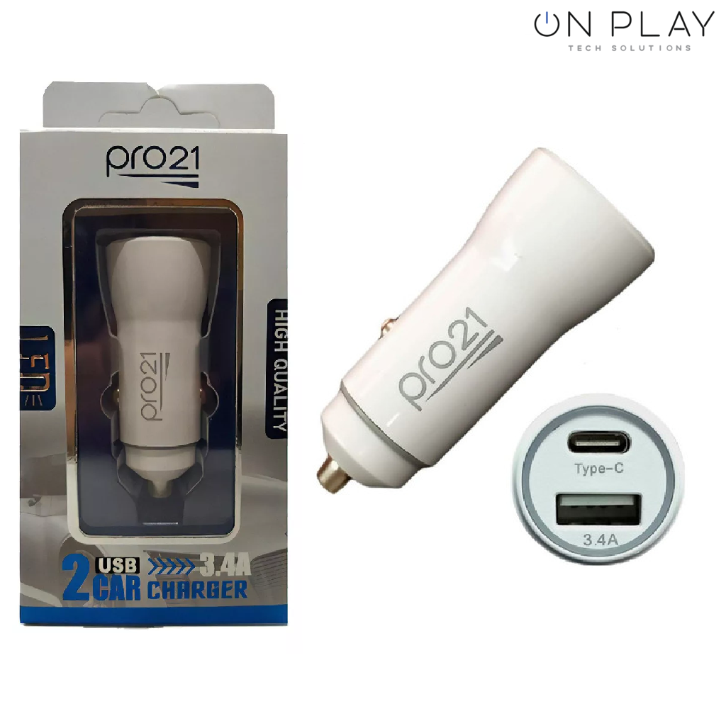 Cargador para Auto 12v PRO21 3.4A Tipo-C + USB