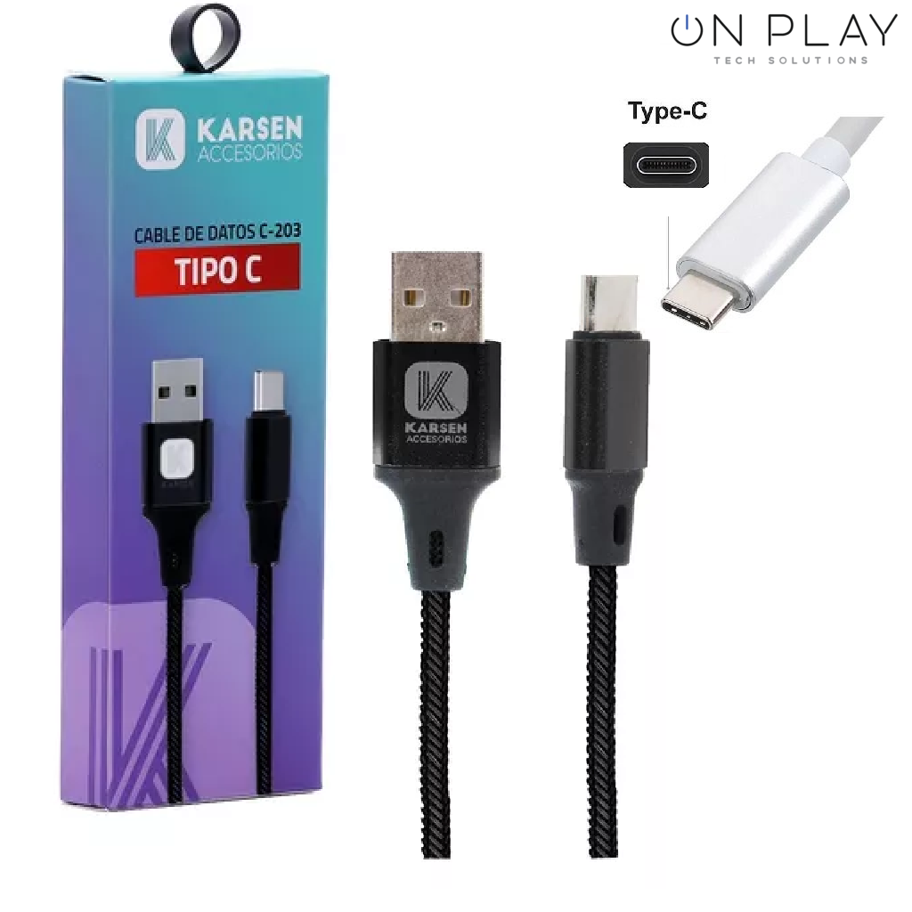 Cable Datos karsen c203 Tipo-C Carga Rapida 3.1A 1 metro