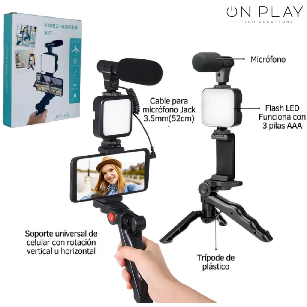 Kit Editor de Videos DINAX DX-HOLUMIC Tripode Luz y Microfono