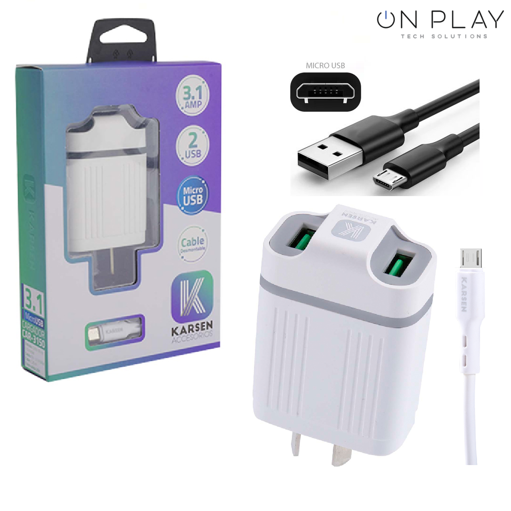 Cargador Karsen 3.1A Micro USB 2 USB CAR-3150