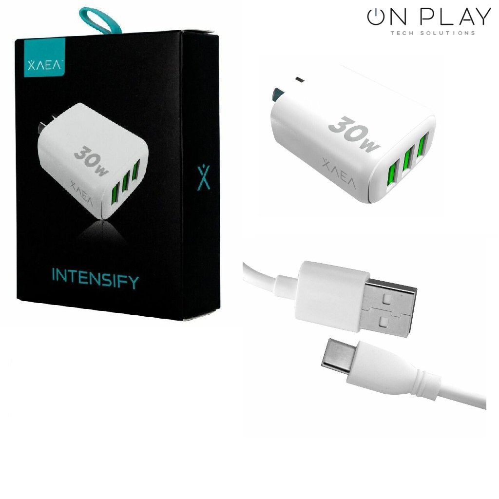 Cargador XAEA 30W 3.0QC  INTENSIFY 3 USB + Cable Tipo C
