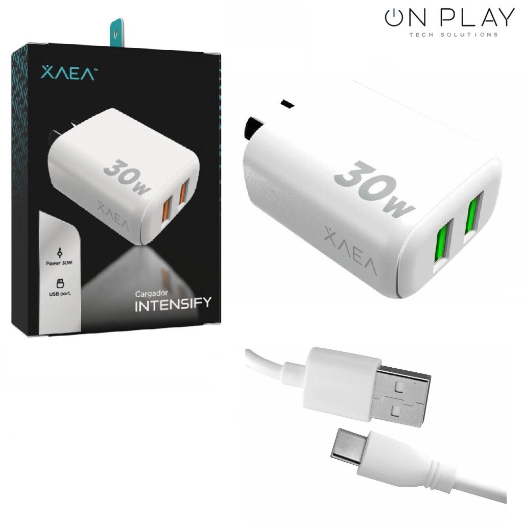 Cargador XAEA 30W 3.0QC  INTENSIFY 2 USB + Cable Tipo C