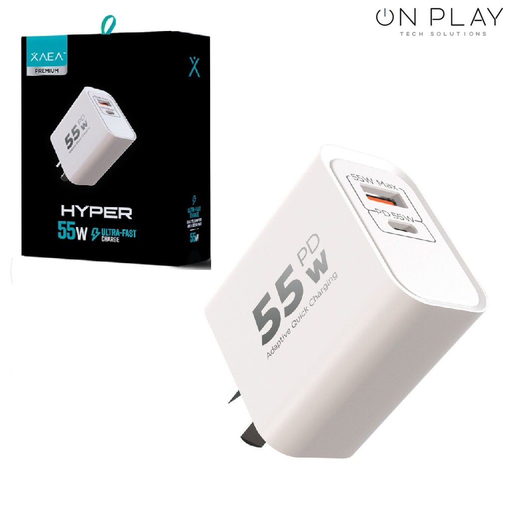 Cargador XAEA 55W HYPER 1USB + PD 3.0 5.4A sin Cable