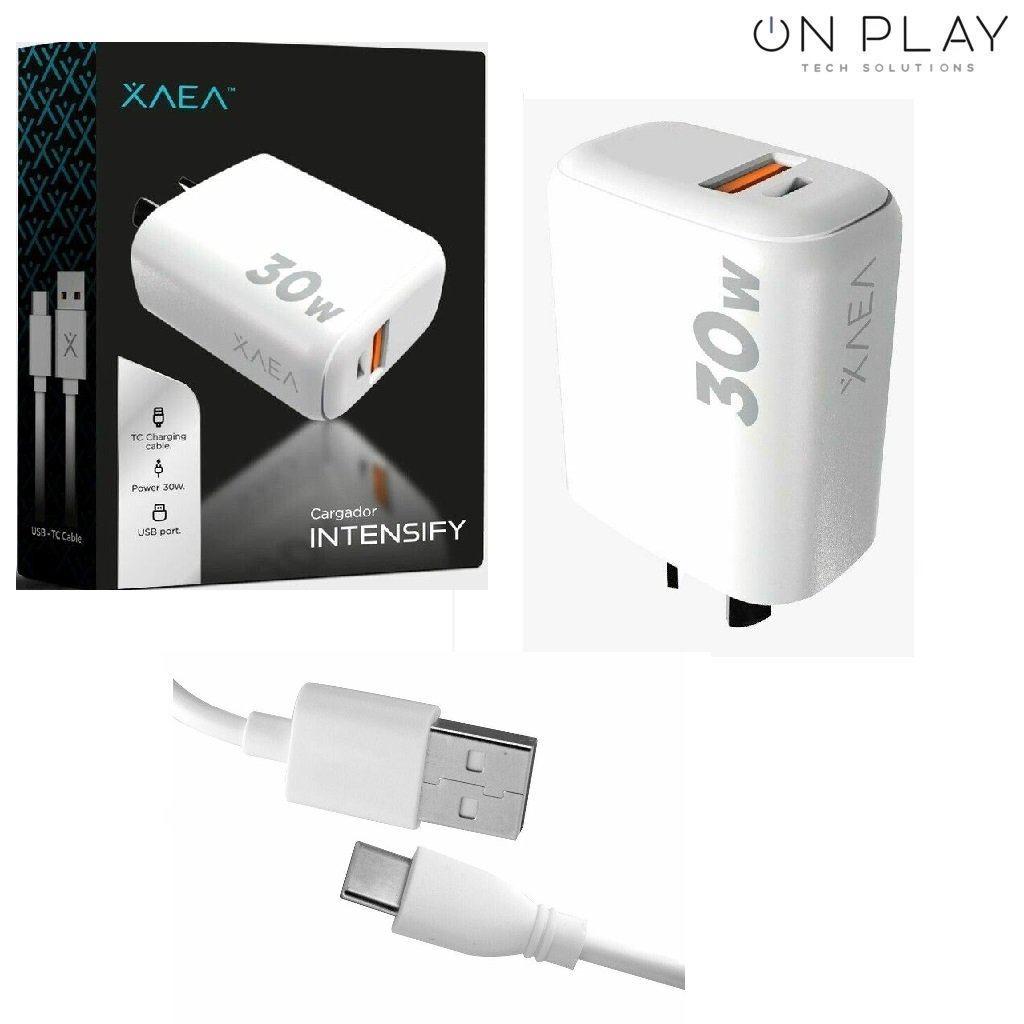 Cargador XAEA 30W INTENSIFY 1 USB 1 PD 3.0 + Cable Tipo C
