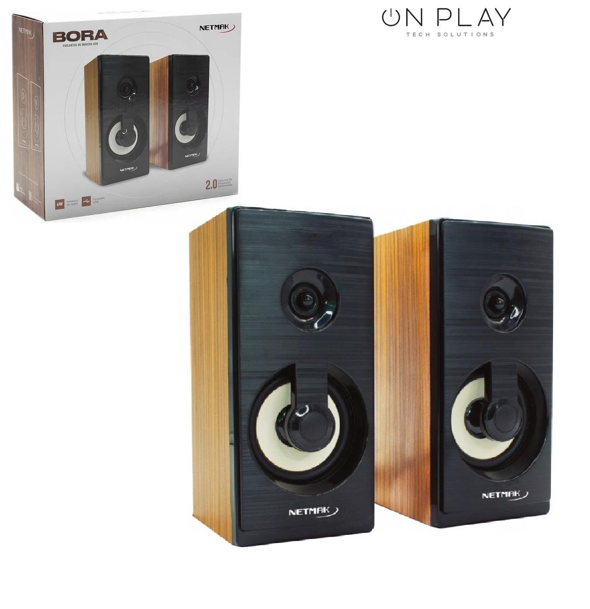 Parlante NETMAK 2.0 BORA de Madera USB PC Noteboock