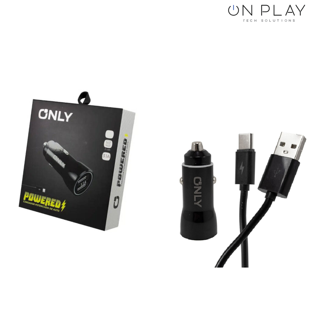 Cargador ONLY POWERED 12V 2 USB 3.1 + CABLE TIPO C