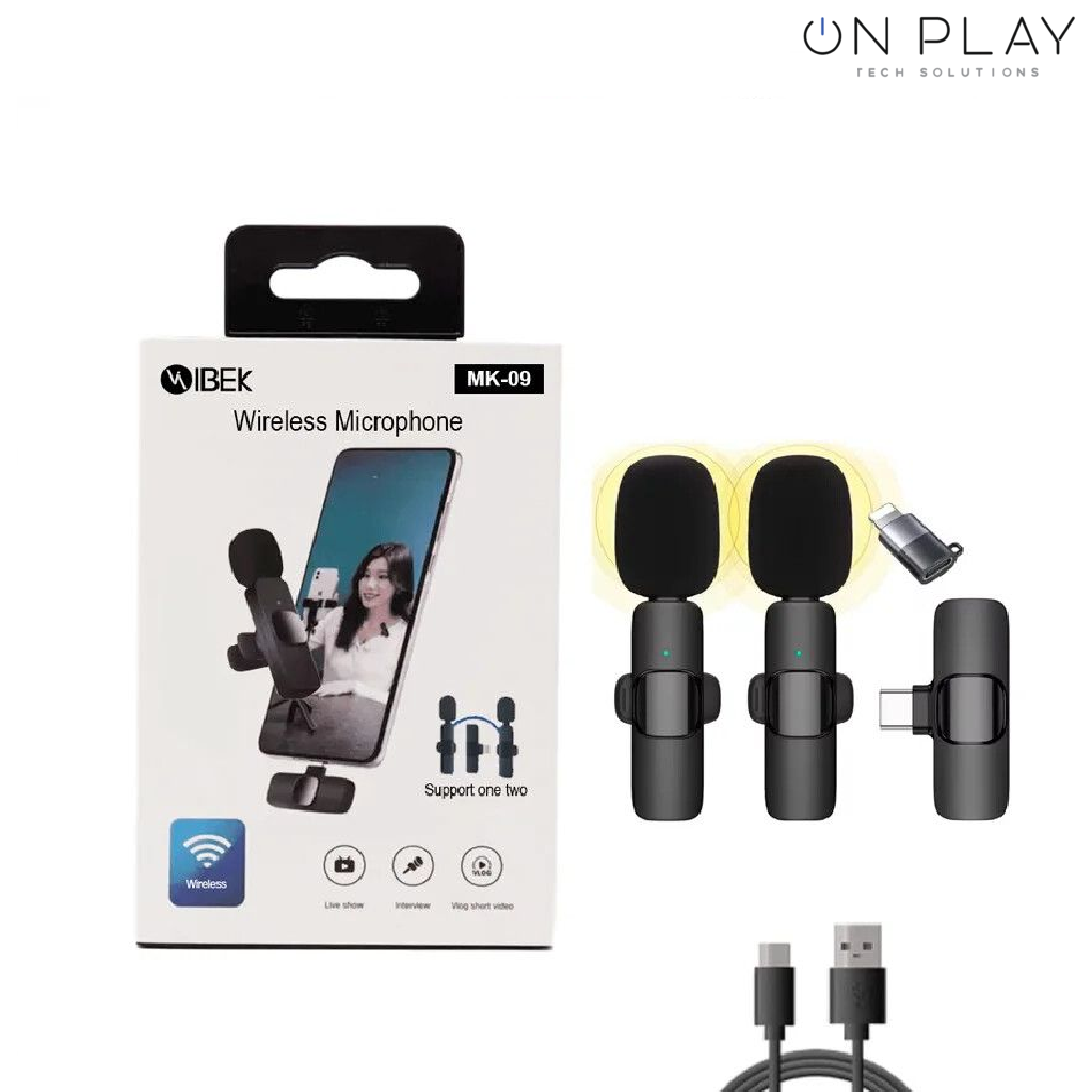 Microfono Corbatero DOBLE IBEK TIPO C MK-09 Inalambrico